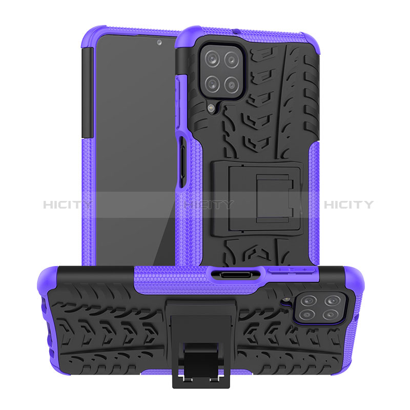 Funda Bumper Silicona y Plastico Mate Carcasa con Soporte J01X para Samsung Galaxy F12