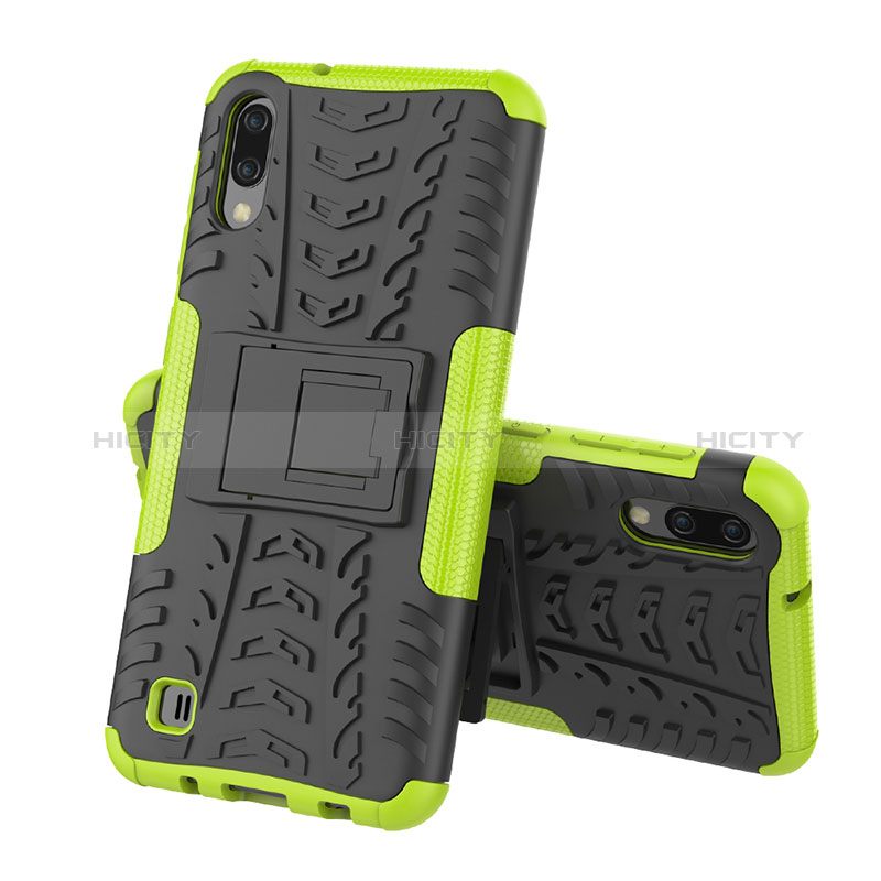 Funda Bumper Silicona y Plastico Mate Carcasa con Soporte J01X para Samsung Galaxy M10 Verde