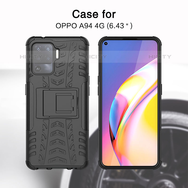 Funda Bumper Silicona y Plastico Mate Carcasa con Soporte JX1 para Oppo F19 Pro