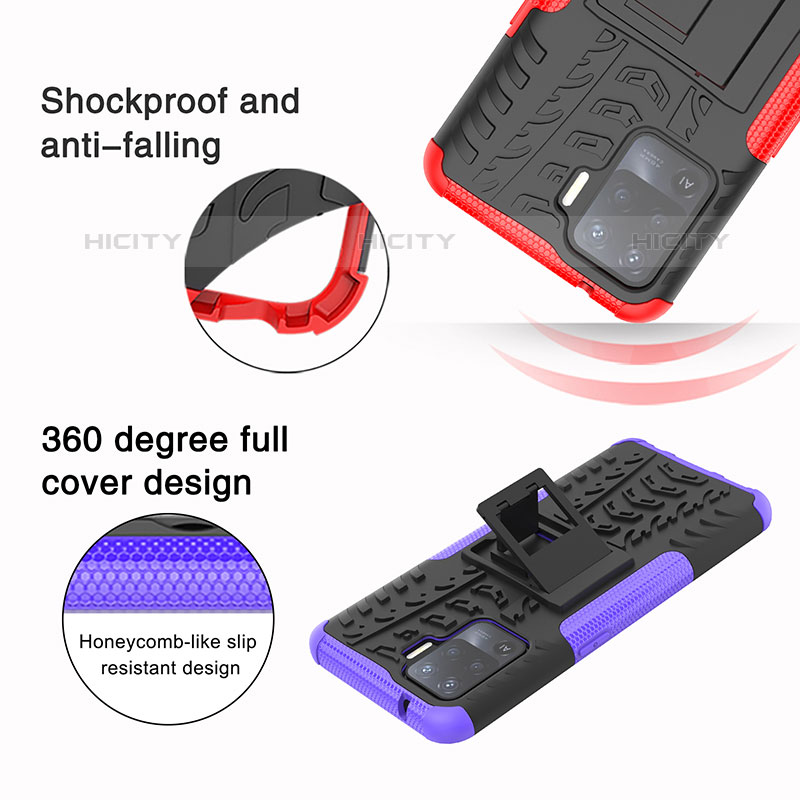 Funda Bumper Silicona y Plastico Mate Carcasa con Soporte JX1 para Oppo F19 Pro