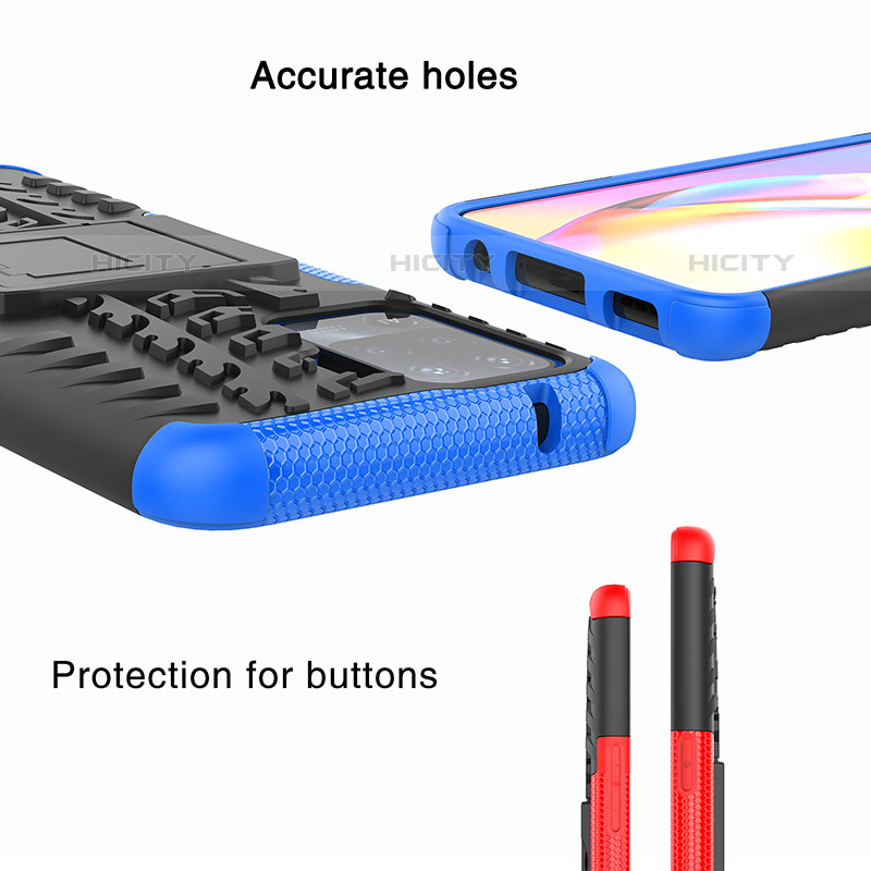 Funda Bumper Silicona y Plastico Mate Carcasa con Soporte JX1 para Oppo F19 Pro