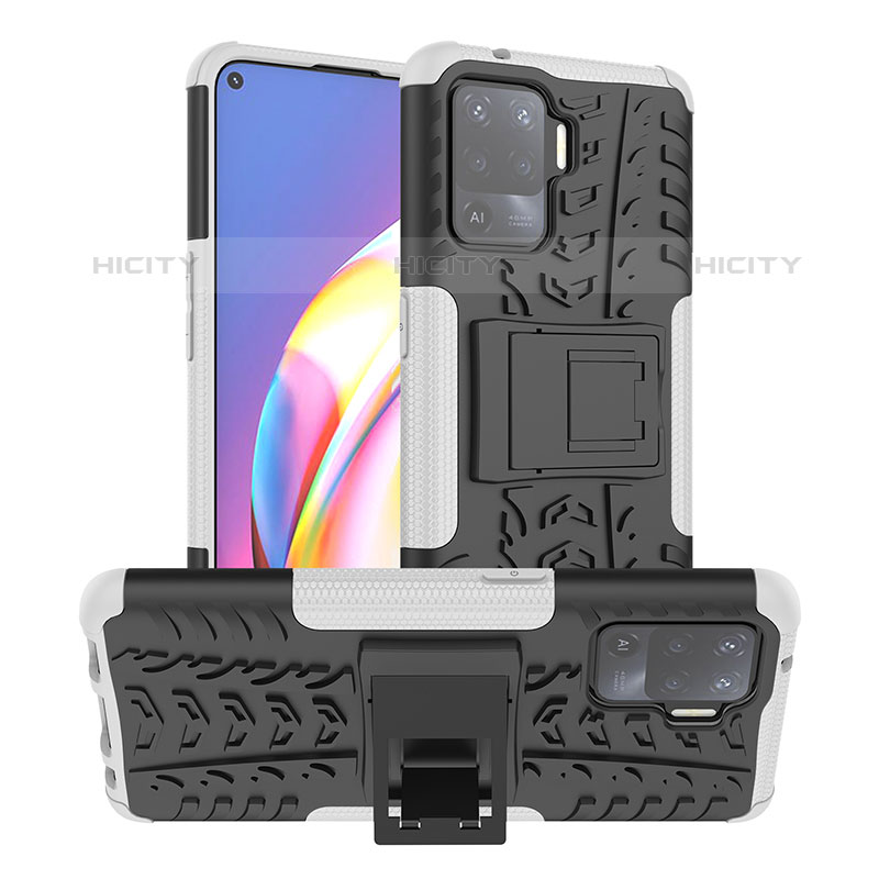 Funda Bumper Silicona y Plastico Mate Carcasa con Soporte JX1 para Oppo F19 Pro