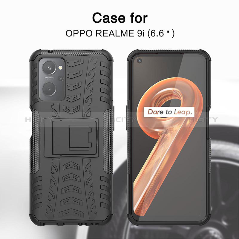 Funda Bumper Silicona y Plastico Mate Carcasa con Soporte JX1 para Realme 9i 4G