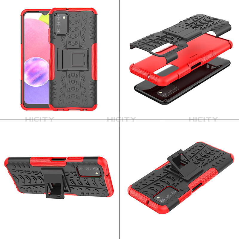 Funda Bumper Silicona y Plastico Mate Carcasa con Soporte JX1 para Samsung Galaxy A02s