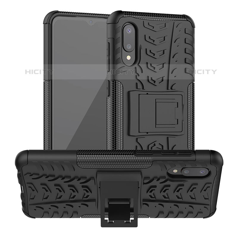 Funda Bumper Silicona y Plastico Mate Carcasa con Soporte JX1 para Samsung Galaxy M02