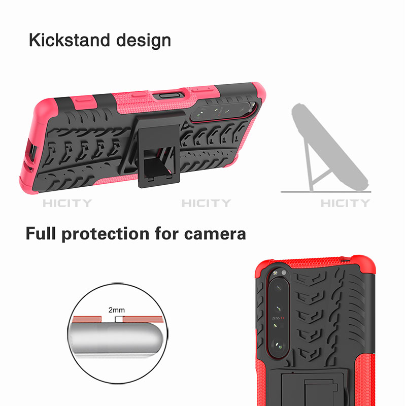 Funda Bumper Silicona y Plastico Mate Carcasa con Soporte JX1 para Sony Xperia 1 III