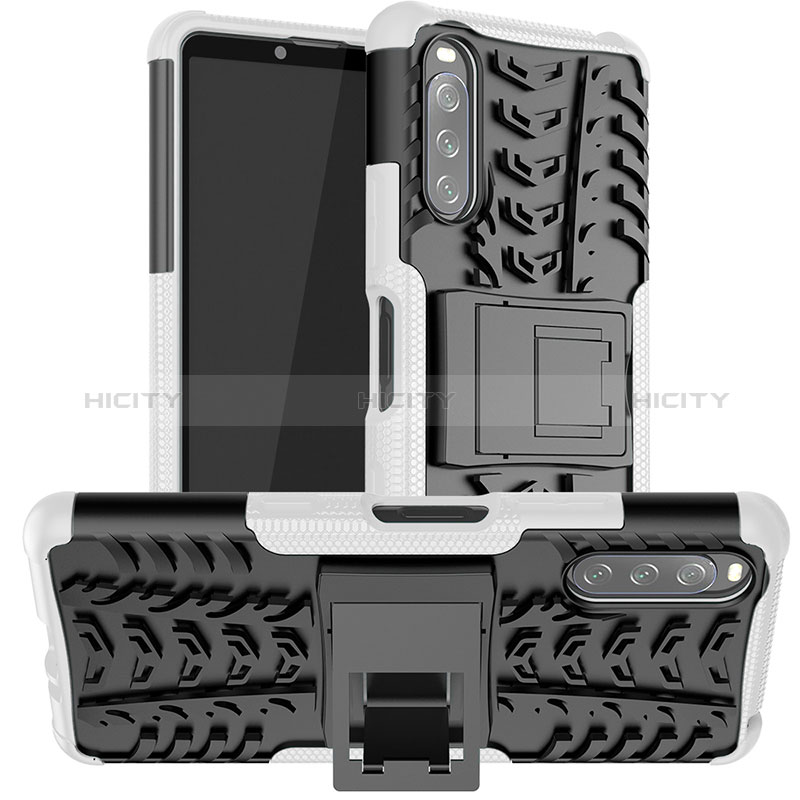 Funda Bumper Silicona y Plastico Mate Carcasa con Soporte JX1 para Sony Xperia 10 III