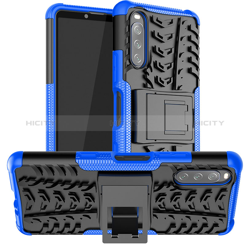 Funda Bumper Silicona y Plastico Mate Carcasa con Soporte JX1 para Sony Xperia 10 III Lite