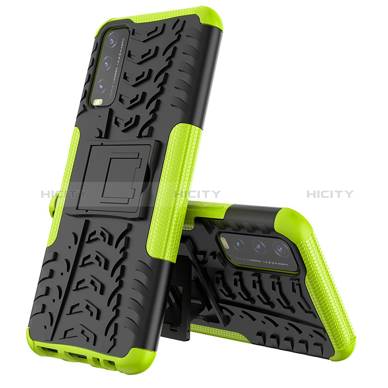 Funda Bumper Silicona y Plastico Mate Carcasa con Soporte JX1 para Vivo Y12s