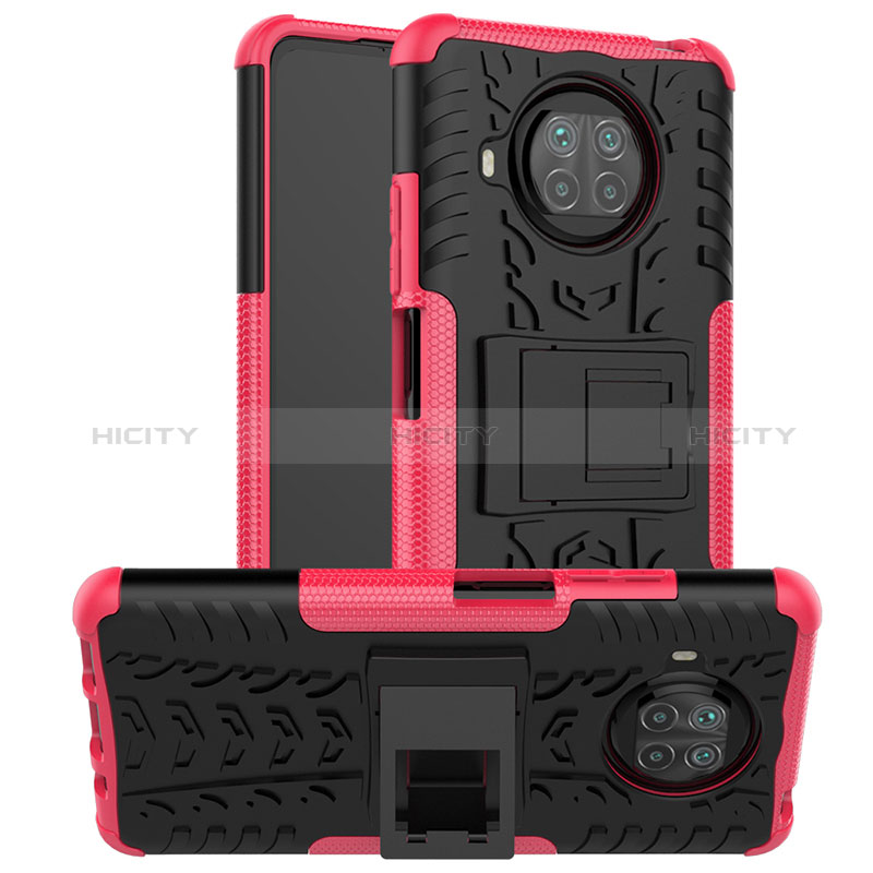 Funda Bumper Silicona y Plastico Mate Carcasa con Soporte JX1 para Xiaomi Mi 10T Lite 5G Rosa Roja