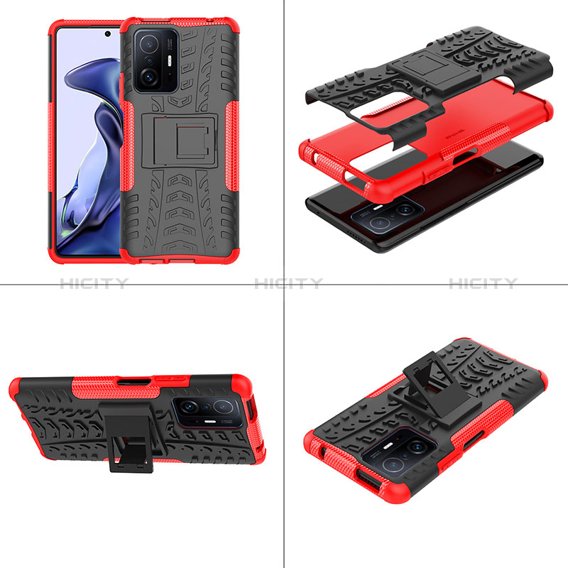 Funda Bumper Silicona y Plastico Mate Carcasa con Soporte JX1 para Xiaomi Mi 11T Pro 5G