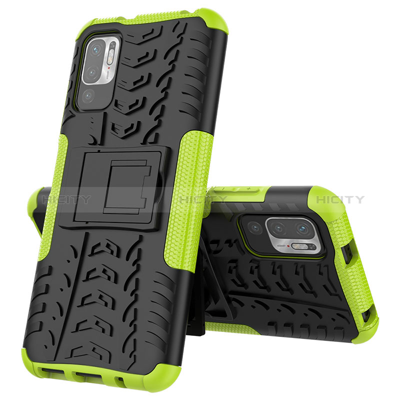 Funda Bumper Silicona y Plastico Mate Carcasa con Soporte JX1 para Xiaomi POCO M3 Pro 5G