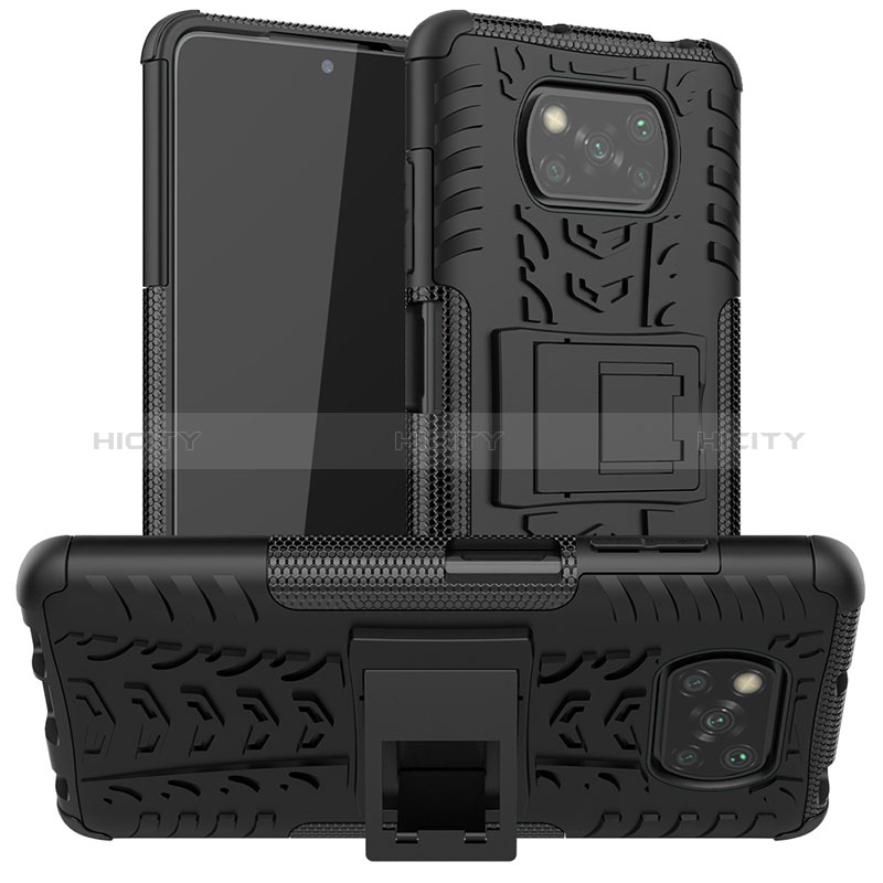 Funda Bumper Silicona y Plastico Mate Carcasa con Soporte JX1 para Xiaomi Poco X3