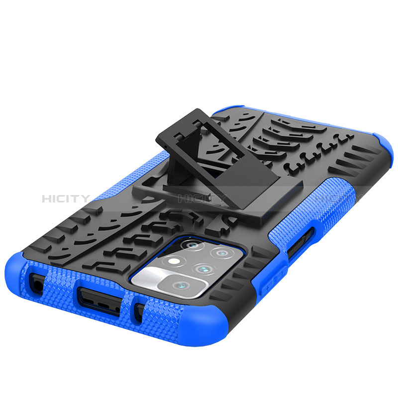 Funda Bumper Silicona y Plastico Mate Carcasa con Soporte JX1 para Xiaomi Redmi 10 4G