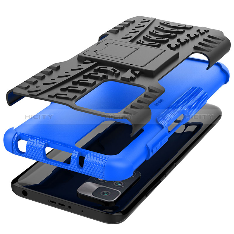 Funda Bumper Silicona y Plastico Mate Carcasa con Soporte JX1 para Xiaomi Redmi 10 4G