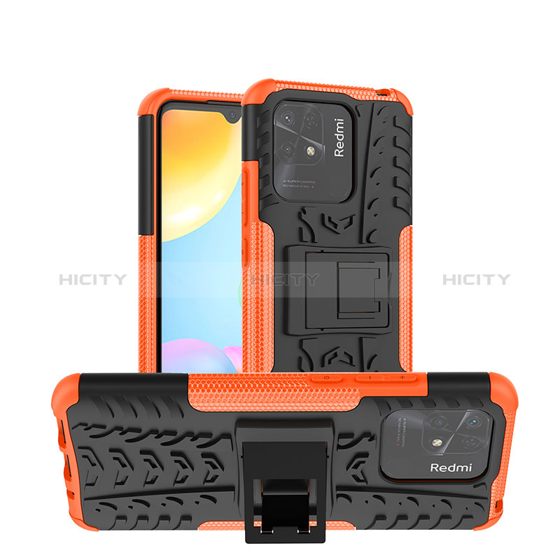 Funda Bumper Silicona y Plastico Mate Carcasa con Soporte JX1 para Xiaomi Redmi 10C 4G