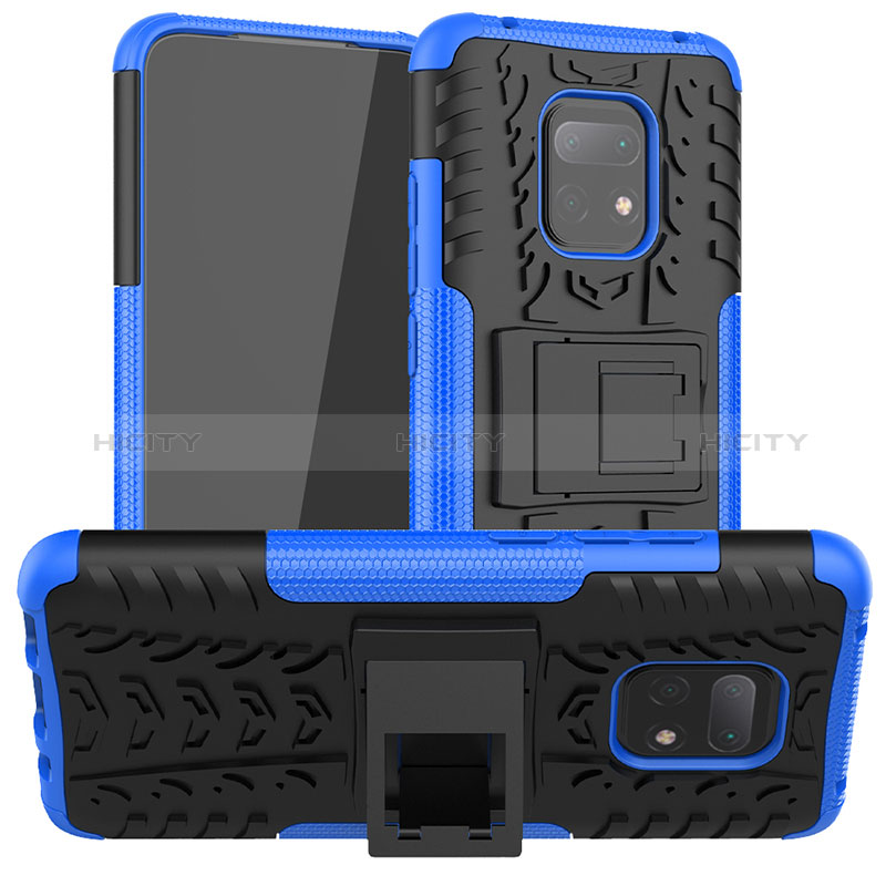Funda Bumper Silicona y Plastico Mate Carcasa con Soporte JX1 para Xiaomi Redmi 10X 5G Azul