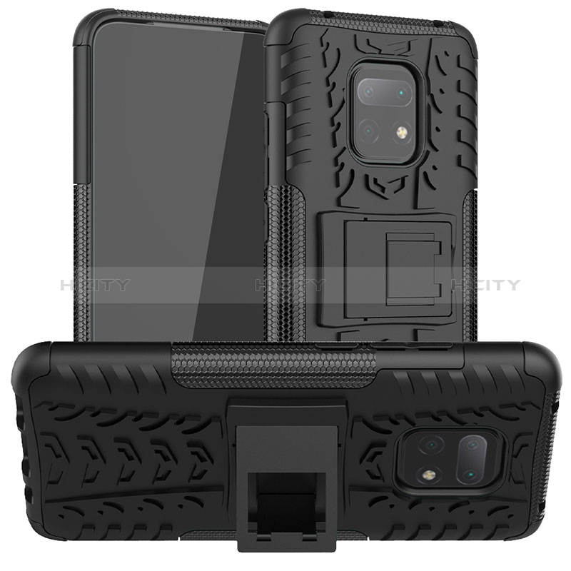Funda Bumper Silicona y Plastico Mate Carcasa con Soporte JX1 para Xiaomi Redmi 10X 5G Negro