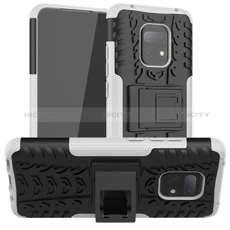 Funda Bumper Silicona y Plastico Mate Carcasa con Soporte JX1 para Xiaomi Redmi 10X 5G Plata