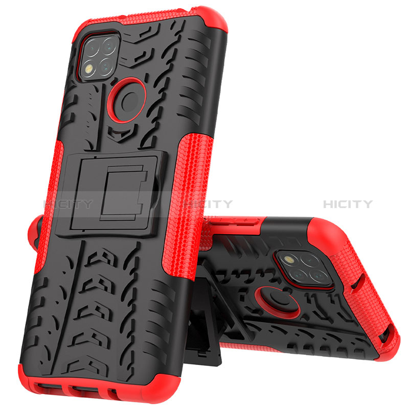 Funda Bumper Silicona y Plastico Mate Carcasa con Soporte JX1 para Xiaomi Redmi 9 India