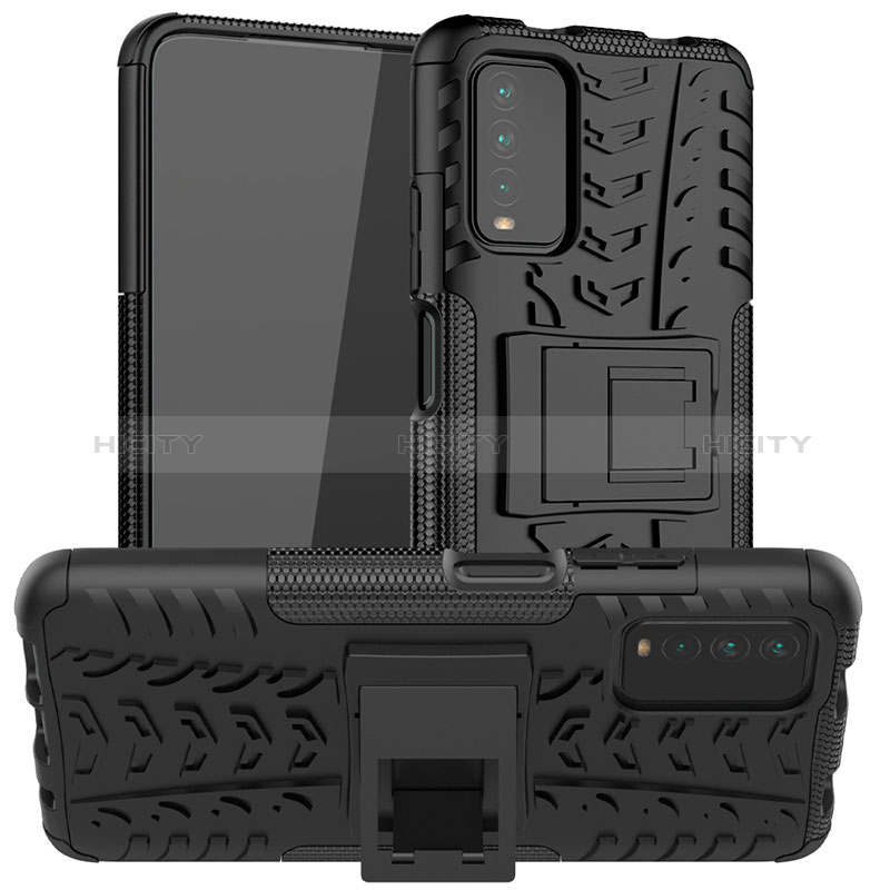 Funda Bumper Silicona y Plastico Mate Carcasa con Soporte JX1 para Xiaomi Redmi 9T 4G