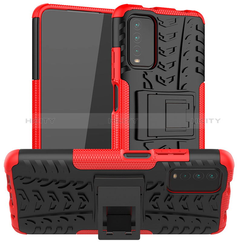 Funda Bumper Silicona y Plastico Mate Carcasa con Soporte JX1 para Xiaomi Redmi 9T 4G