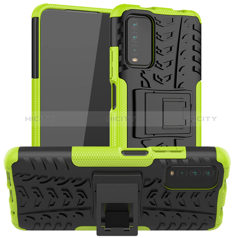 Funda Bumper Silicona y Plastico Mate Carcasa con Soporte JX1 para Xiaomi Redmi 9T 4G