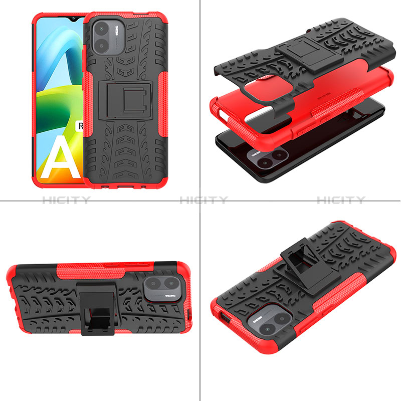 Funda Bumper Silicona y Plastico Mate Carcasa con Soporte JX1 para Xiaomi Redmi A2 Plus