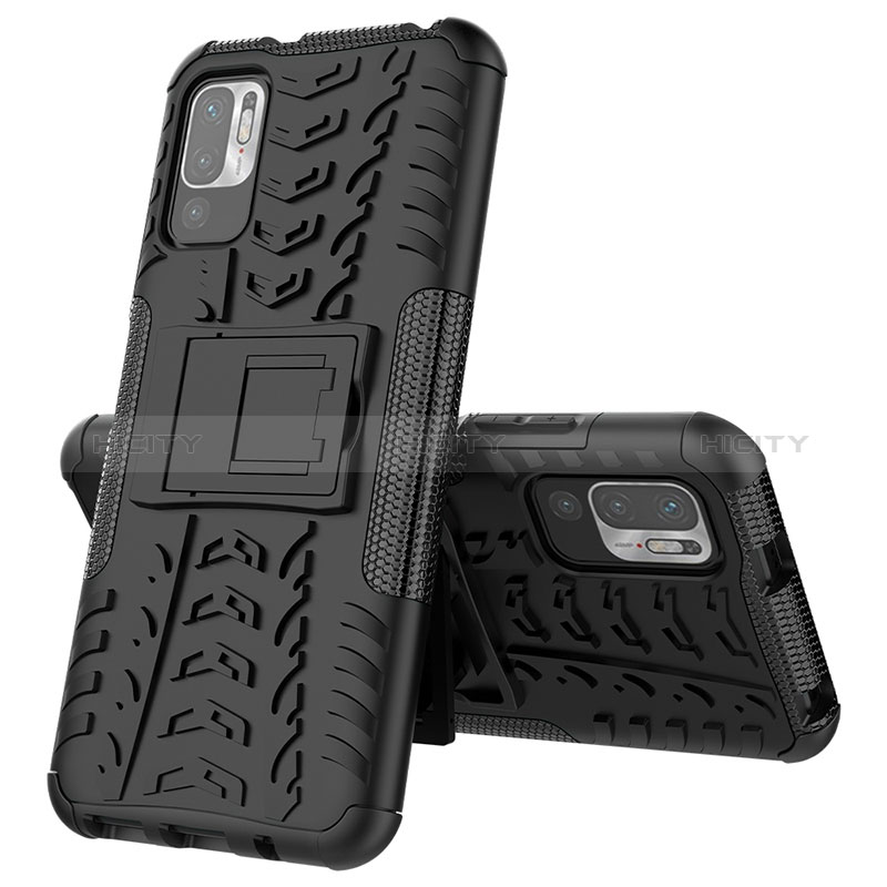 Funda Bumper Silicona y Plastico Mate Carcasa con Soporte JX1 para Xiaomi Redmi Note 10 5G