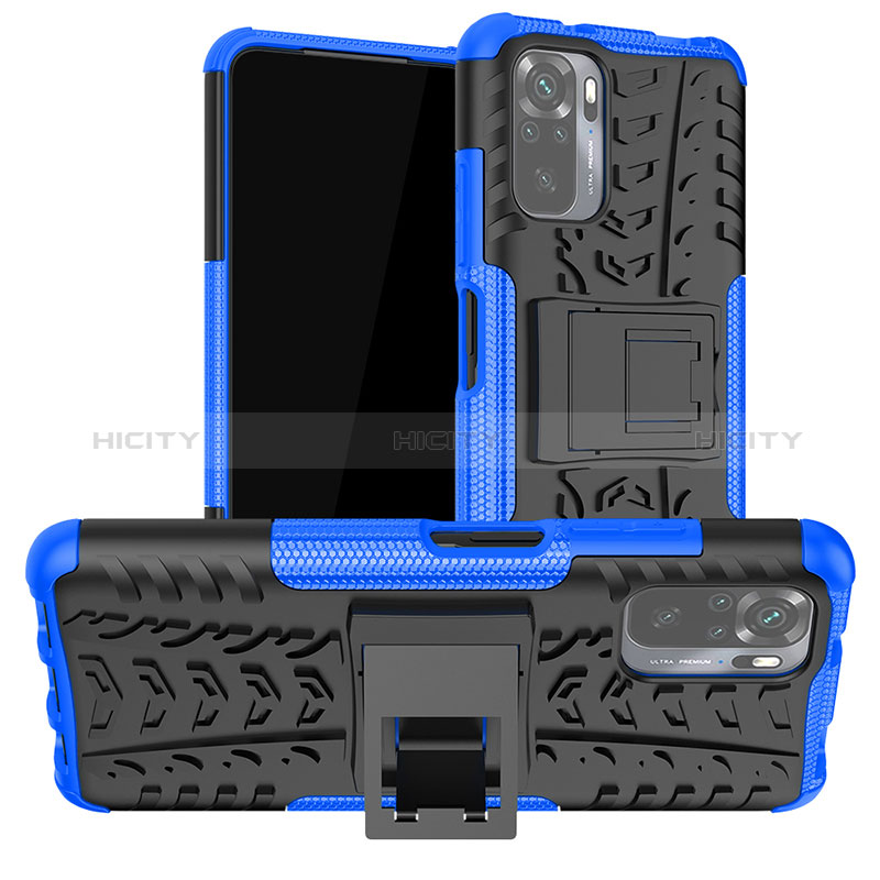 Funda Bumper Silicona y Plastico Mate Carcasa con Soporte JX1 para Xiaomi Redmi Note 10S 4G