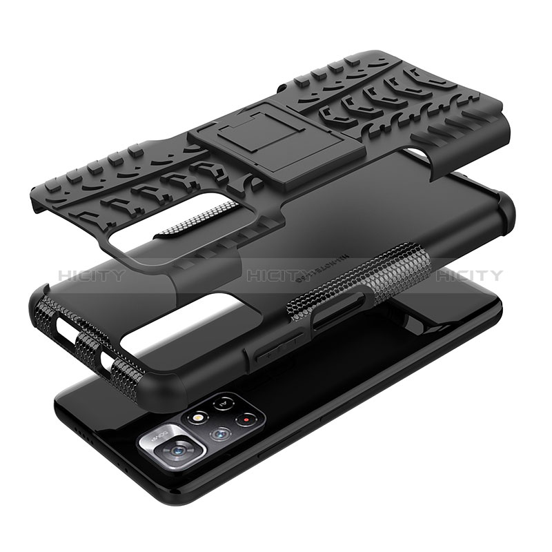 Funda Bumper Silicona y Plastico Mate Carcasa con Soporte JX1 para Xiaomi Redmi Note 11 5G