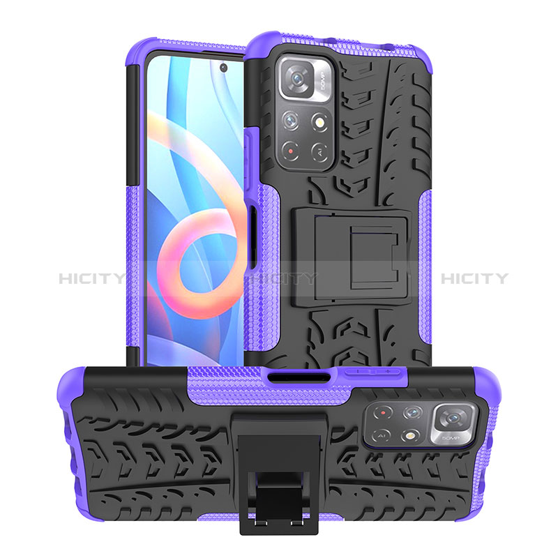 Funda Bumper Silicona y Plastico Mate Carcasa con Soporte JX1 para Xiaomi Redmi Note 11 5G