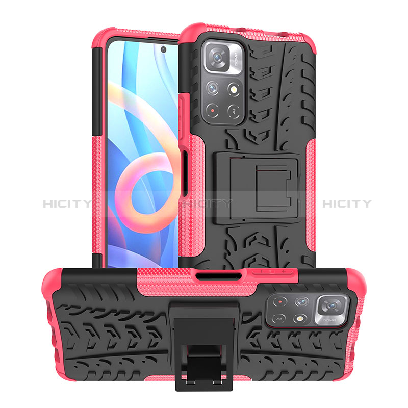 Funda Bumper Silicona y Plastico Mate Carcasa con Soporte JX1 para Xiaomi Redmi Note 11 5G