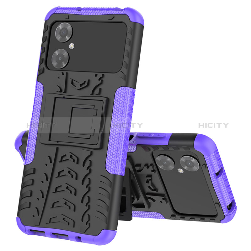 Funda Bumper Silicona y Plastico Mate Carcasa con Soporte JX1 para Xiaomi Redmi Note 11R 5G