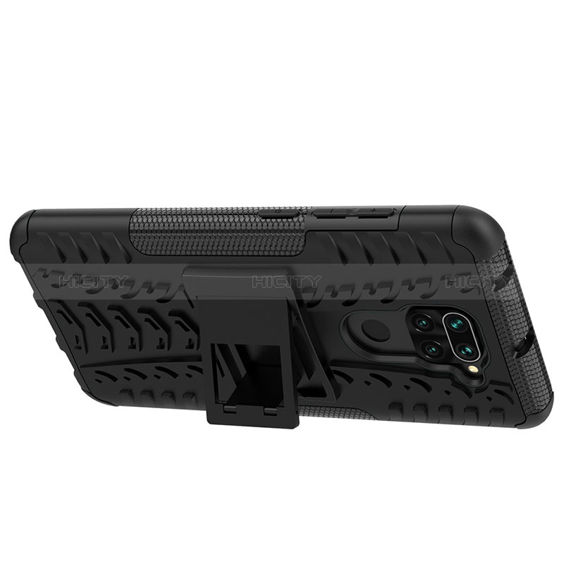 Funda Bumper Silicona y Plastico Mate Carcasa con Soporte JX1 para Xiaomi Redmi Note 9