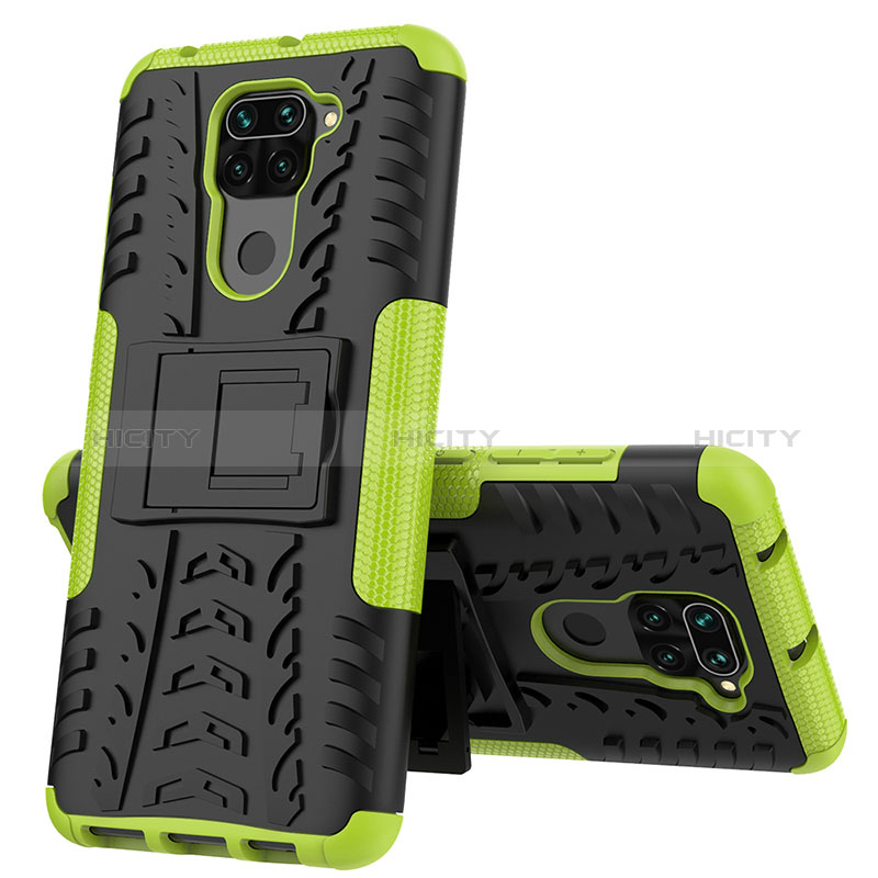 Funda Bumper Silicona y Plastico Mate Carcasa con Soporte JX1 para Xiaomi Redmi Note 9