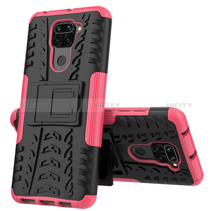 Funda Bumper Silicona y Plastico Mate Carcasa con Soporte JX1 para Xiaomi Redmi Note 9