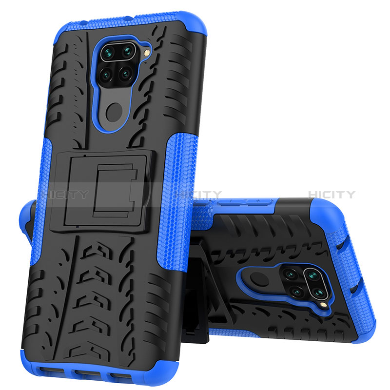 Funda Bumper Silicona y Plastico Mate Carcasa con Soporte JX1 para Xiaomi Redmi Note 9