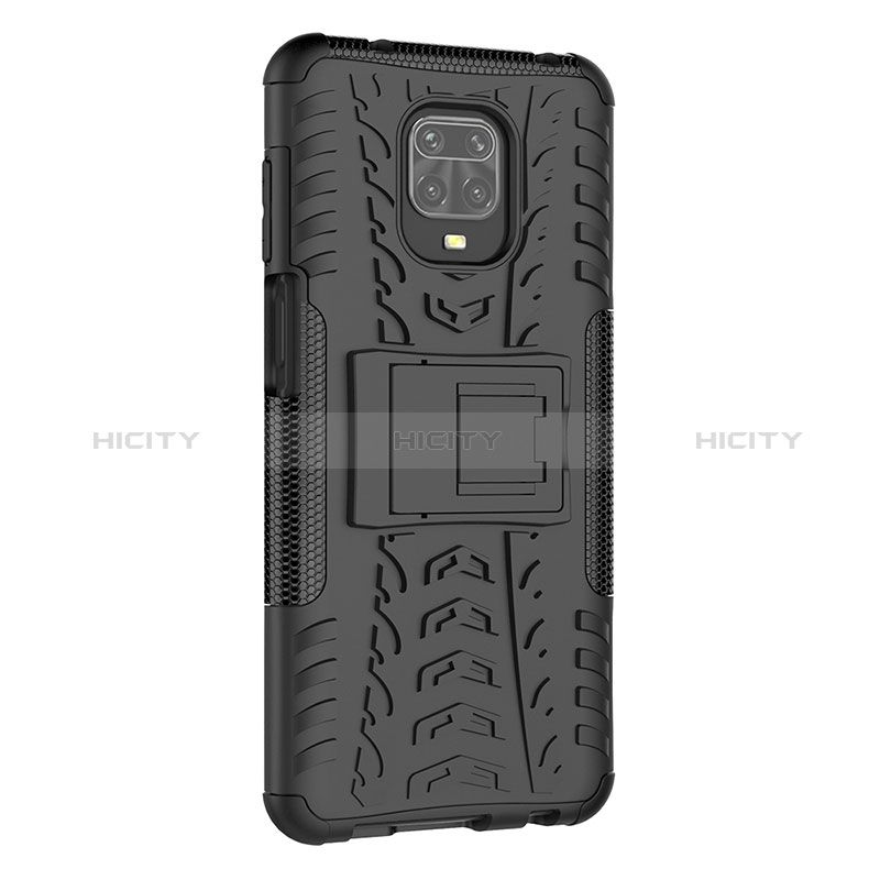 Funda Bumper Silicona y Plastico Mate Carcasa con Soporte JX1 para Xiaomi Redmi Note 9 Pro