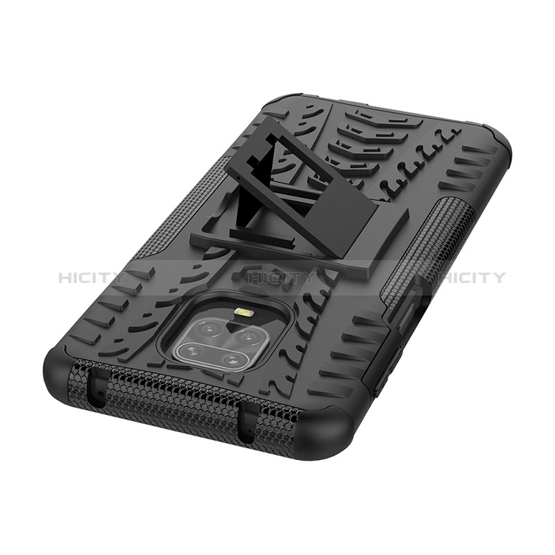 Funda Bumper Silicona y Plastico Mate Carcasa con Soporte JX1 para Xiaomi Redmi Note 9 Pro