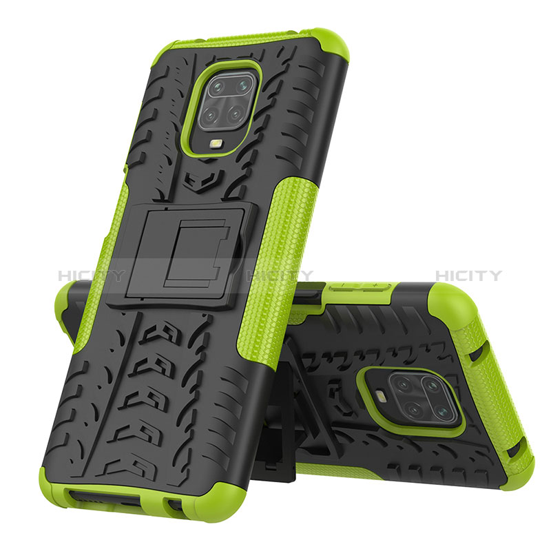 Funda Bumper Silicona y Plastico Mate Carcasa con Soporte JX1 para Xiaomi Redmi Note 9 Pro