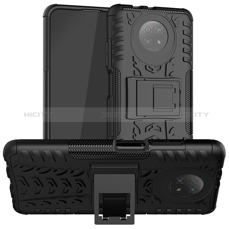 Funda Bumper Silicona y Plastico Mate Carcasa con Soporte JX1 para Xiaomi Redmi Note 9T 5G