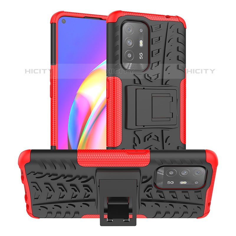 Funda Bumper Silicona y Plastico Mate Carcasa con Soporte JX2 para Oppo A94 5G