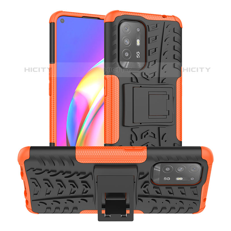 Funda Bumper Silicona y Plastico Mate Carcasa con Soporte JX2 para Oppo A94 5G