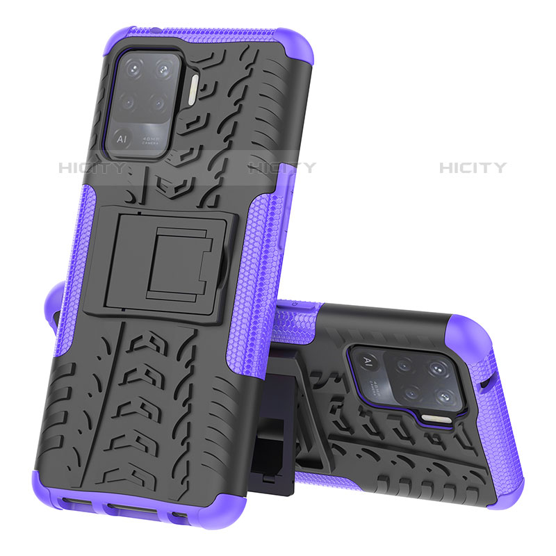 Funda Bumper Silicona y Plastico Mate Carcasa con Soporte JX2 para Oppo F19 Pro