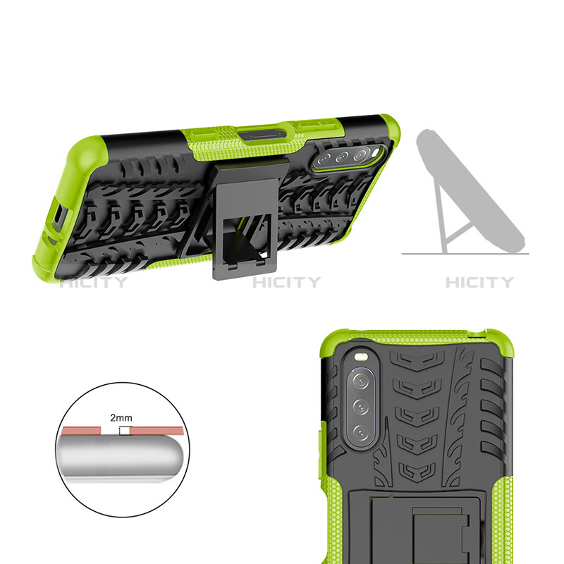 Funda Bumper Silicona y Plastico Mate Carcasa con Soporte JX2 para Sony Xperia 10 III