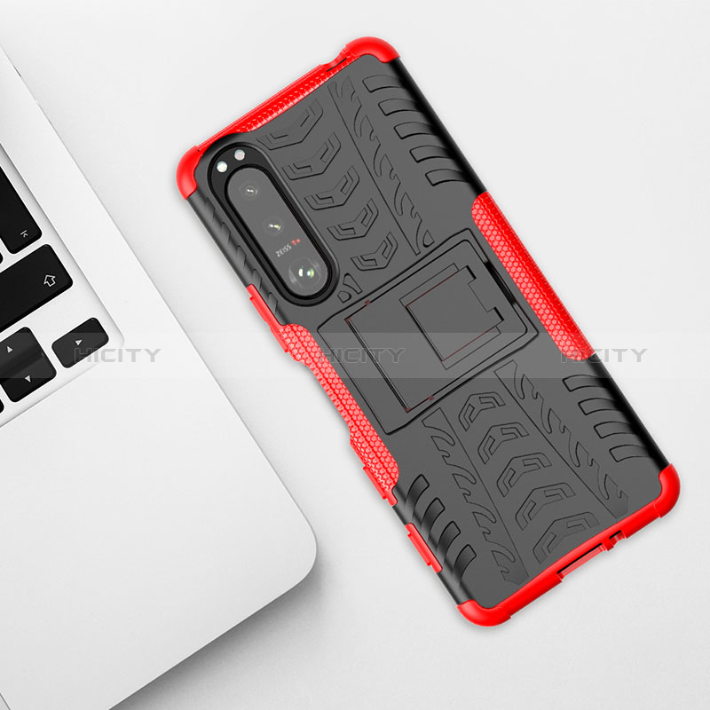 Funda Bumper Silicona y Plastico Mate Carcasa con Soporte JX2 para Sony Xperia 5 III