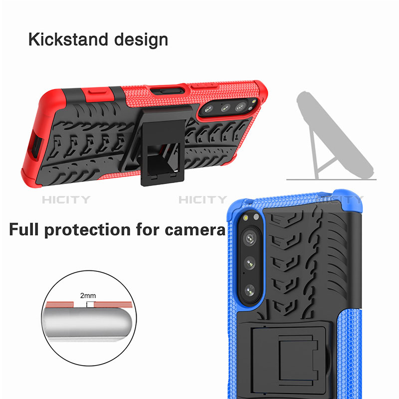 Funda Bumper Silicona y Plastico Mate Carcasa con Soporte JX2 para Sony Xperia 5 IV