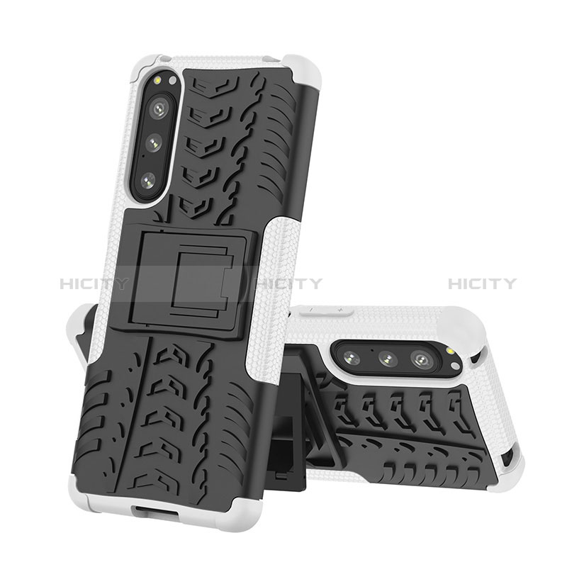 Funda Bumper Silicona y Plastico Mate Carcasa con Soporte JX2 para Sony Xperia 5 IV