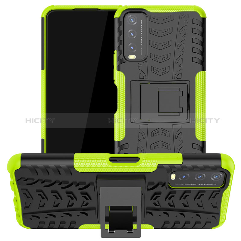 Funda Bumper Silicona y Plastico Mate Carcasa con Soporte JX2 para Vivo Y11s Verde